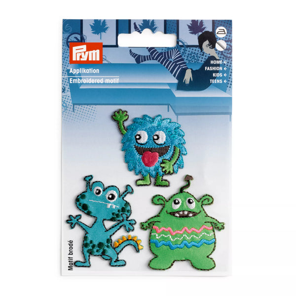 Applikation Monster, selbstklebend/aufbügelbar, blau/grün