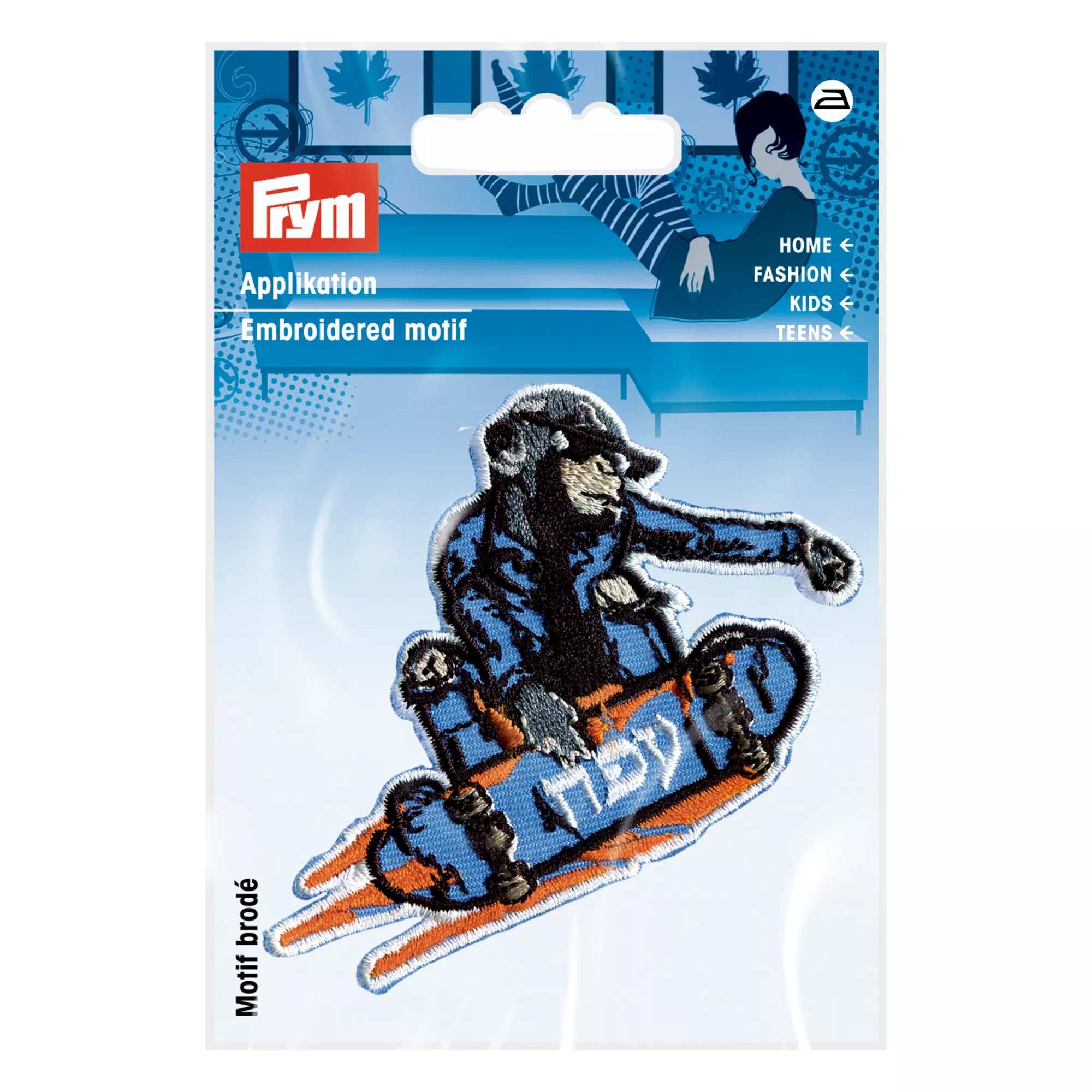 Application monkey on skateboard blue/colorful