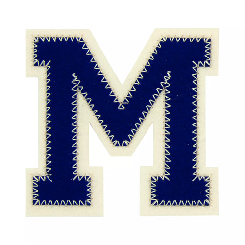 Applikation Buchstaben A-Z, blau/ecru