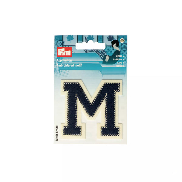 Applikation Buchstaben A-Z, blau/ecru
