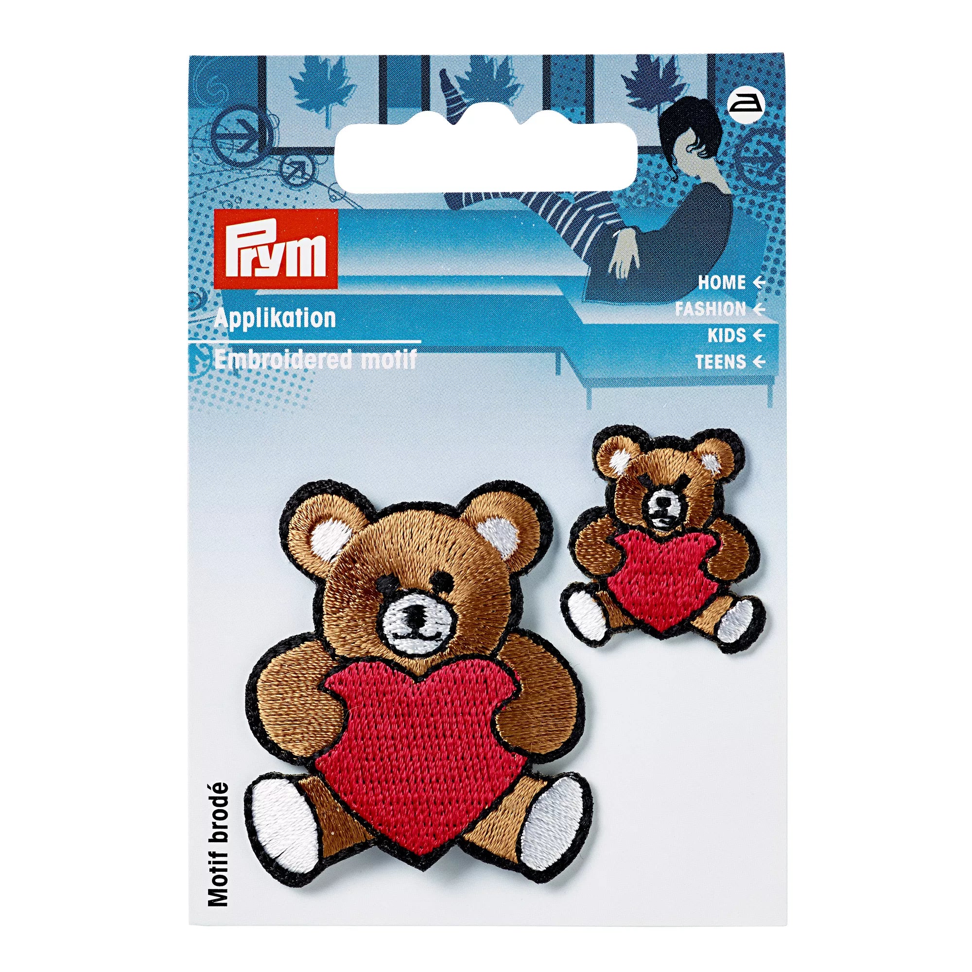 Teddy appliqué, with heart, small and large