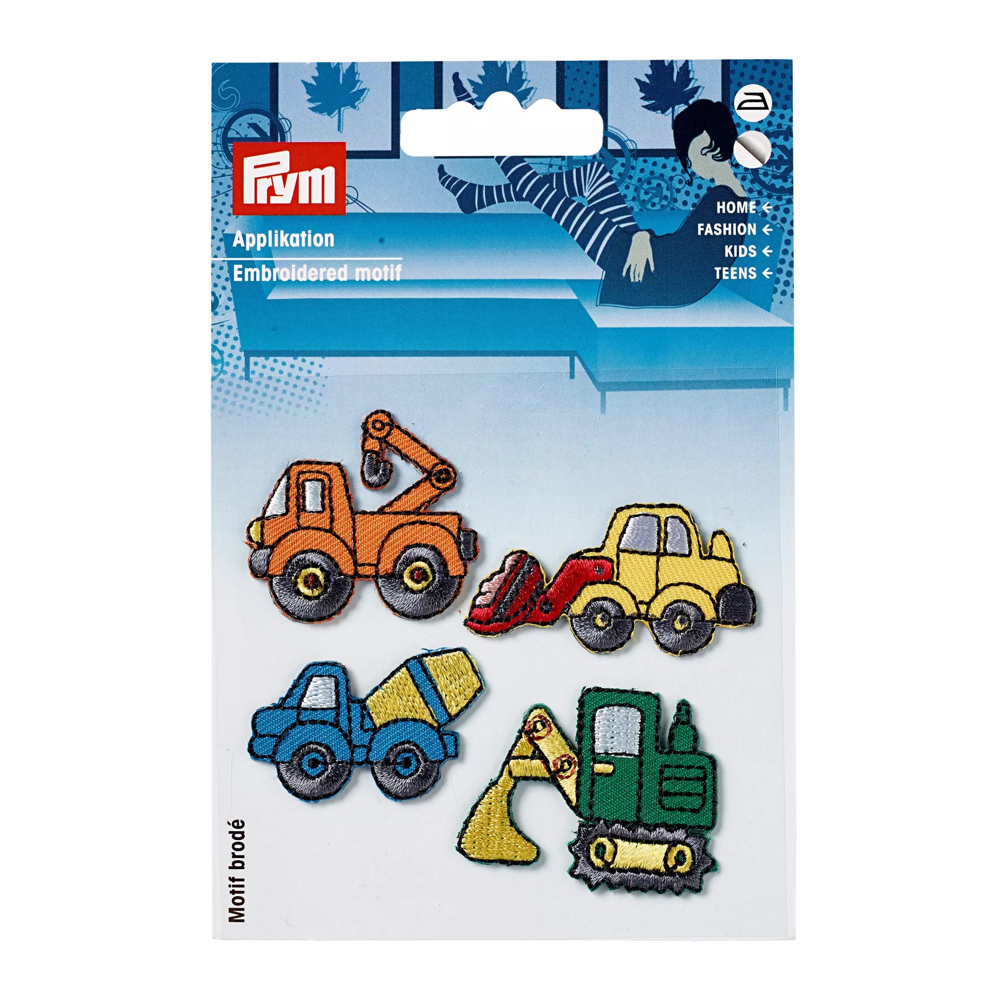 Application Construction Vehicles, self-adhesive and iron-on