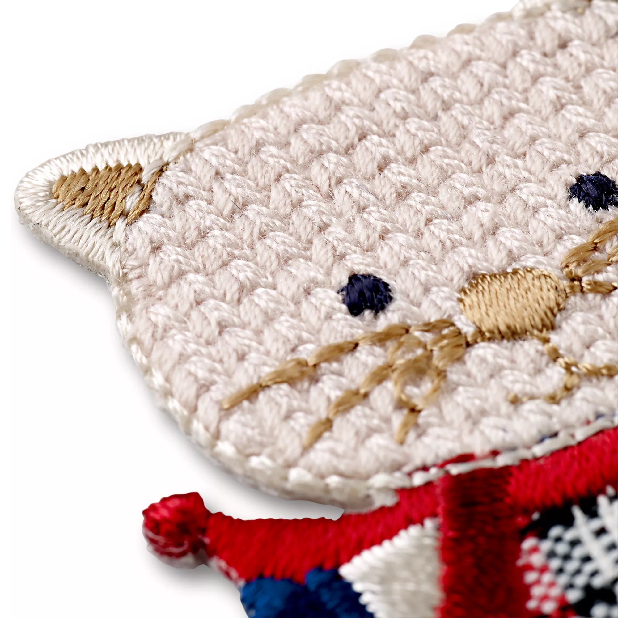 Appliqué mouse, beige/plaid