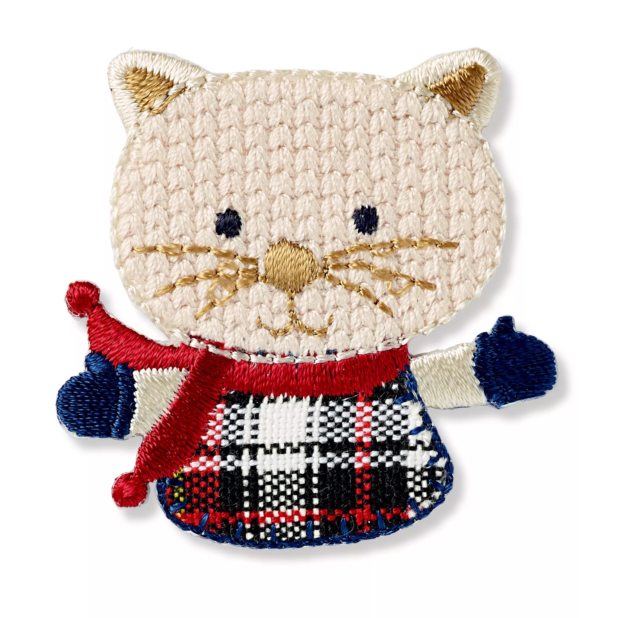 Appliqué mouse, beige/plaid