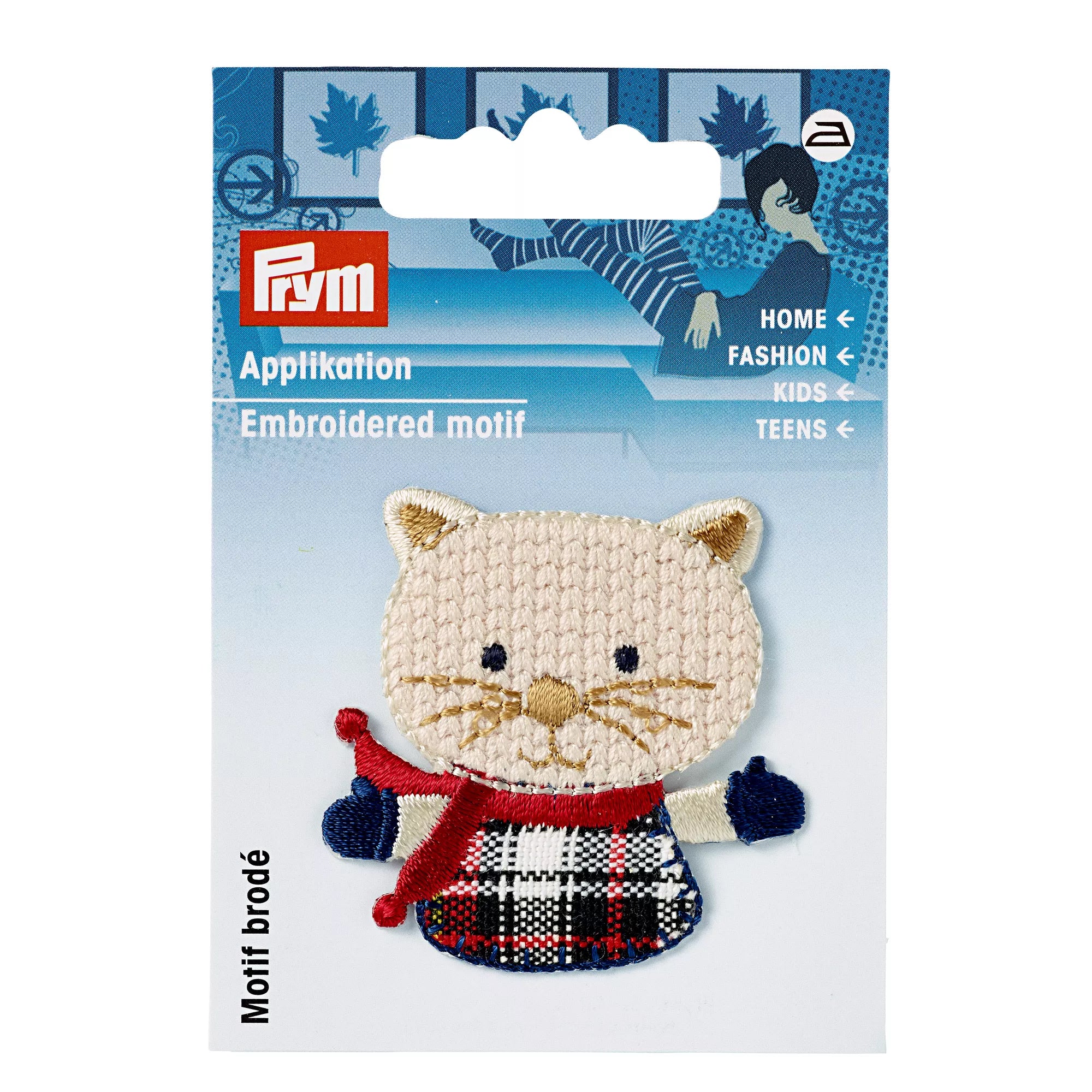 Appliqué mouse, beige/plaid