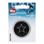Applikation Jeanslabel, schwarz, rund, Stern