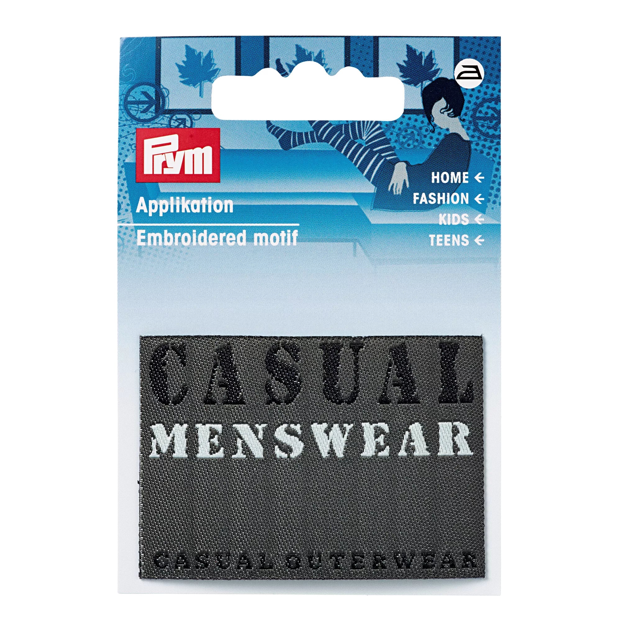 Applique denim label, black, rectangular, casual menswear