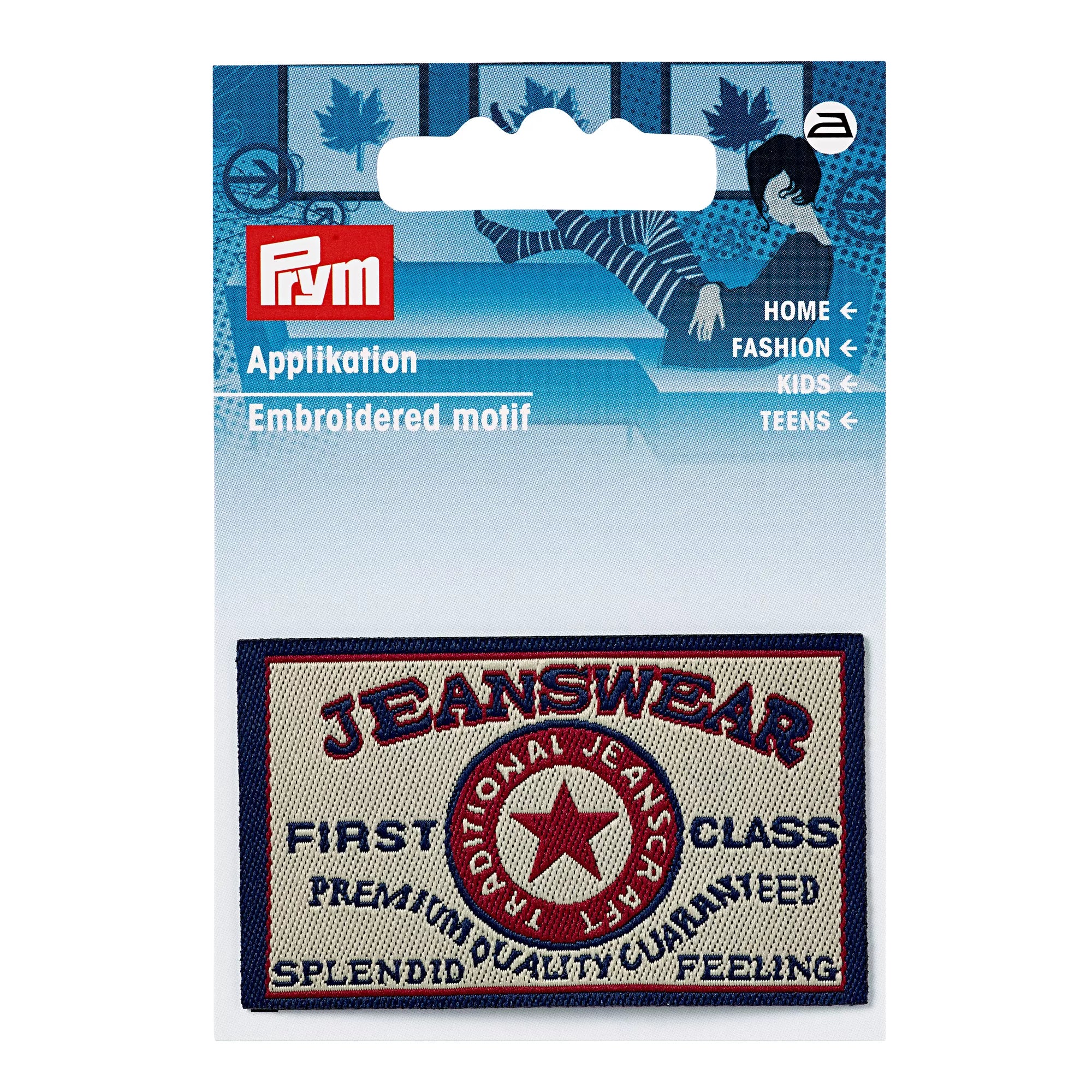 Applikation Jeanslabel, beige, Rechteck, Jeanswear, First Class
