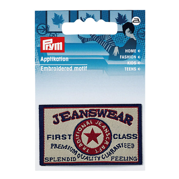 Applikation Jeanslabel, beige, Rechteck, Jeanswear, First Class