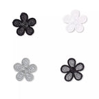 Applikation selbstkl./aufb. Blumen schwarz/hellgrau