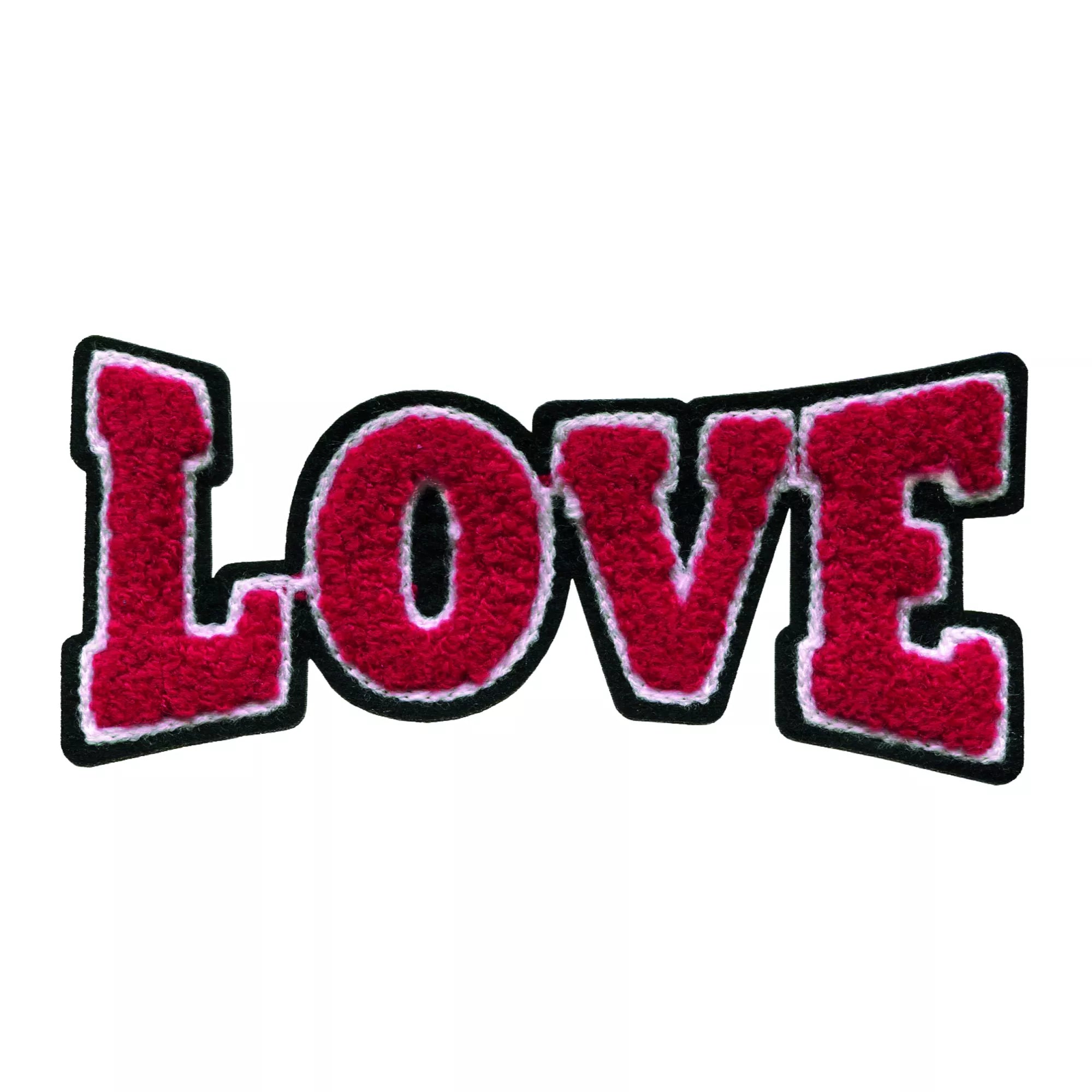 Applikation LOVE, rot/schwarz/weiß