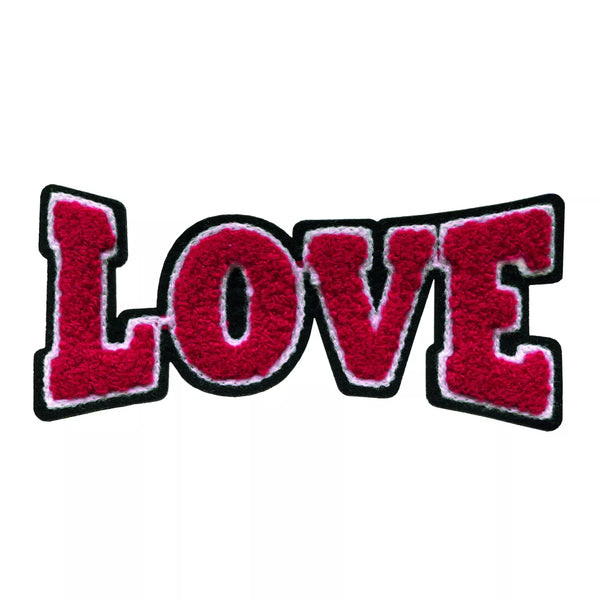 Applikation LOVE, rot/schwarz/weiß