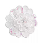 Flower appliqué, festive, white with sequins