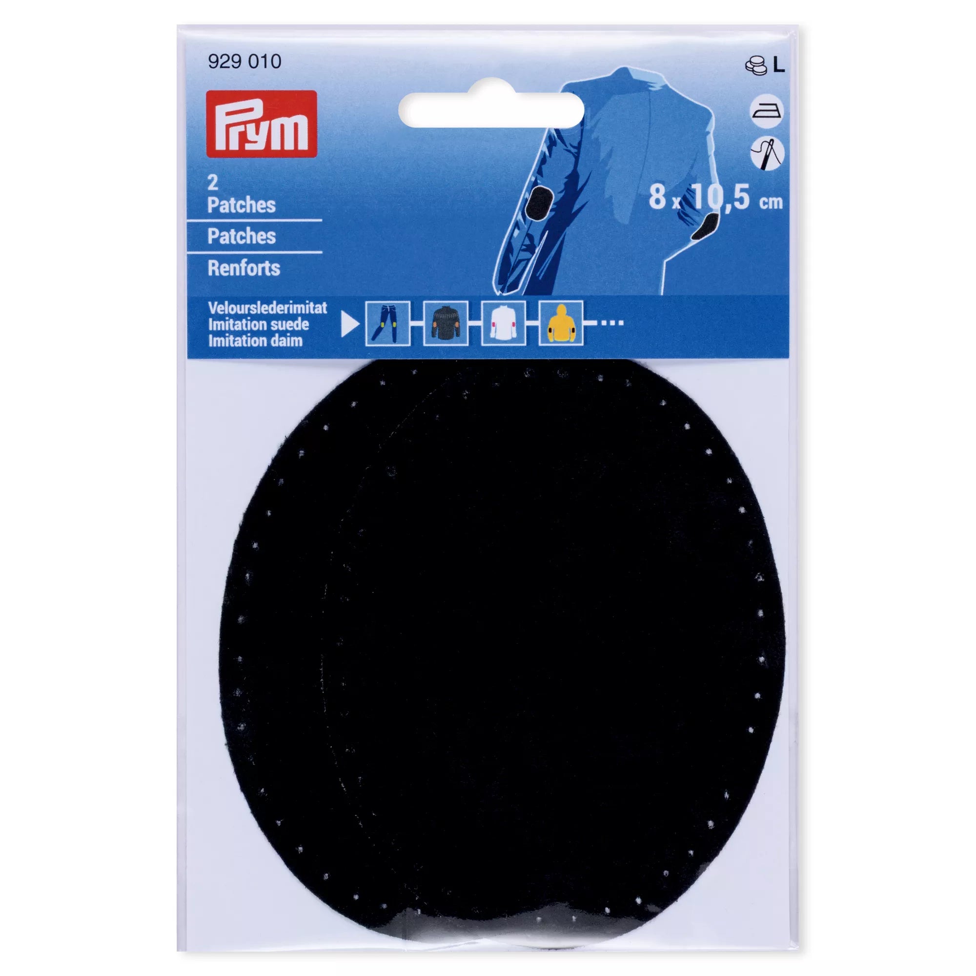 Iron-on faux suede patches, various colors