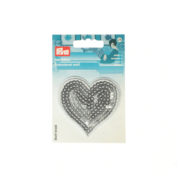 926682|Applikation Herz mit Pailletten, silber, silberfarbig