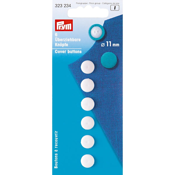 323234|Überziehbare Knöpfe, 11mm, weiß, weiß