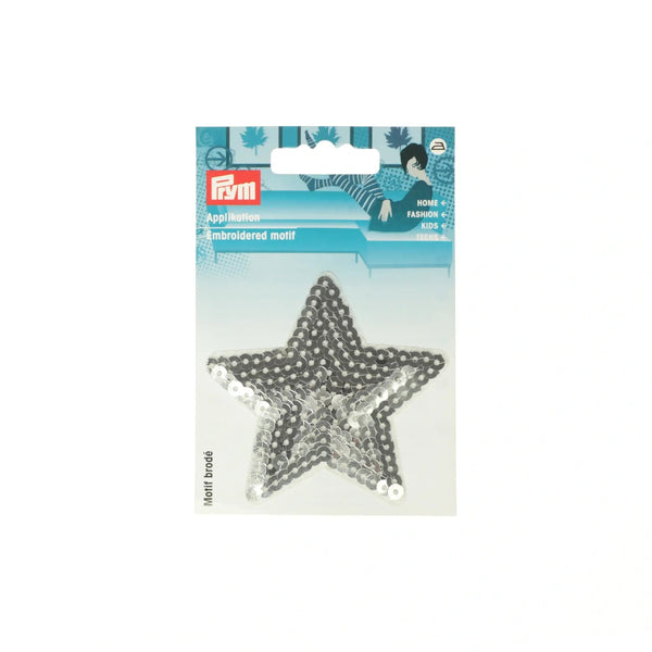 926683|Applikation Stern mit Pailletten, silber, silberfarbig
