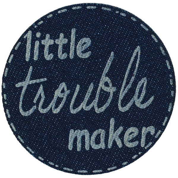 922018|Applikation Jeans gelasered TROUBLE, blau, 