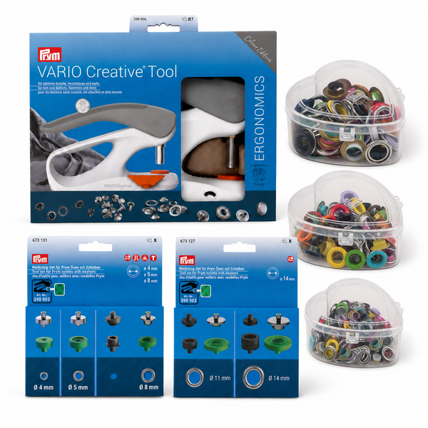 Vorteils-Bundle: Ösen Set mit VARIO Creative Tool – Komplettset in Grau