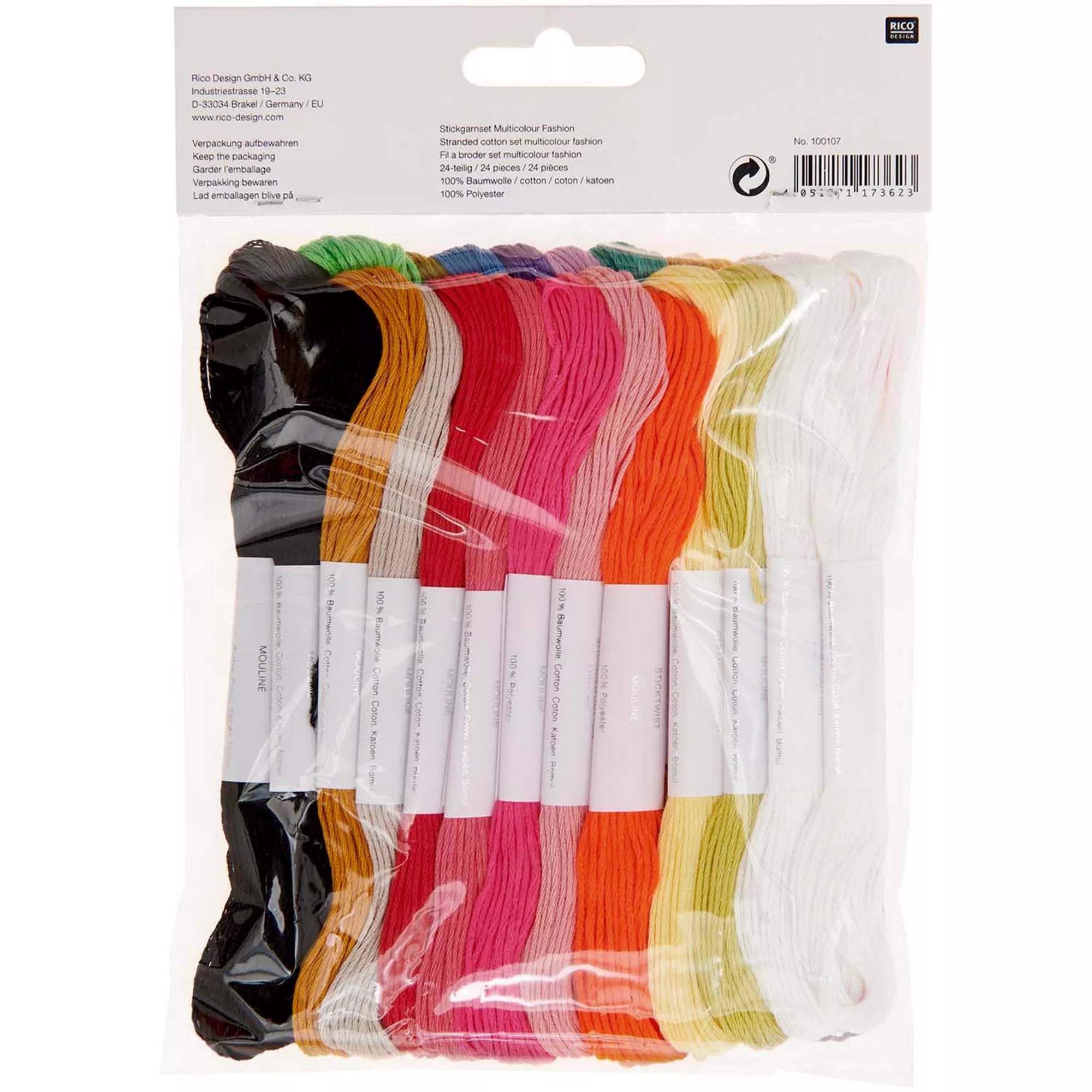 Stickgarnset Multicolour Pastel, 24-teilig