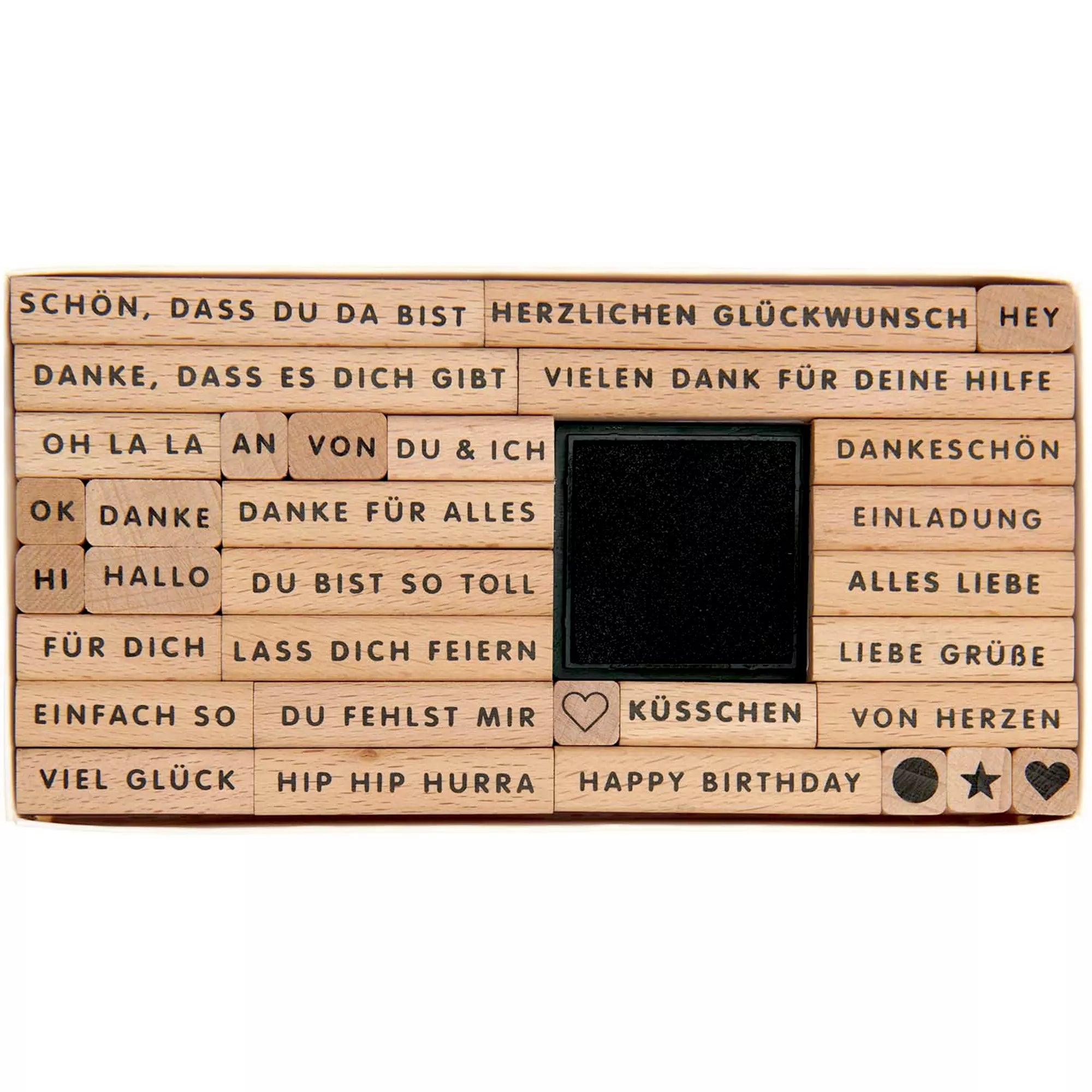 Paper Poetry XL Stempelset Texte Deutsch Sans Serif 33-teilig