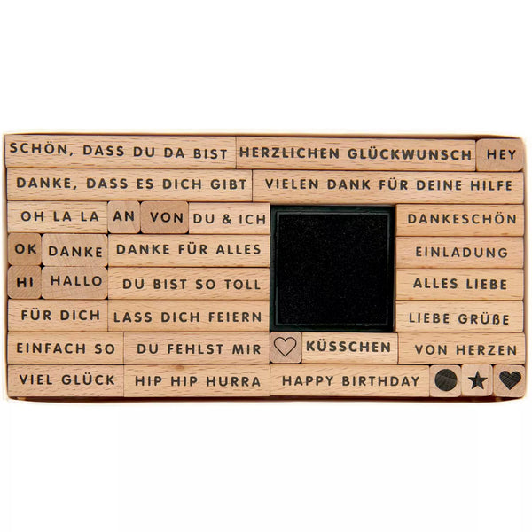 Paper Poetry XL Stempelset Texte Deutsch Sans Serif 33-teilig