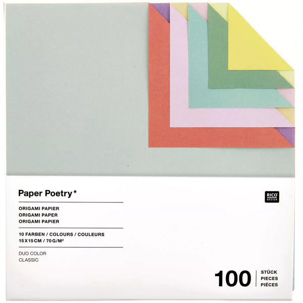 Paper Poetry Origami Duo Color Classic 15x15cm 100 Blatt