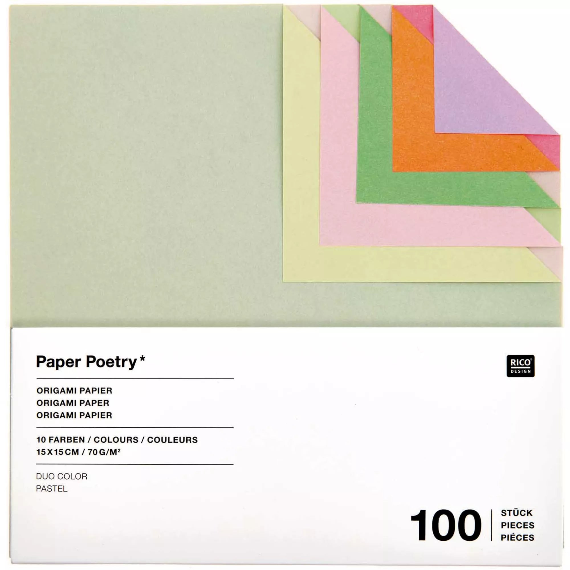 Paper Poetry Origami Duo ColorPastell 15x15cm 100 Blatt