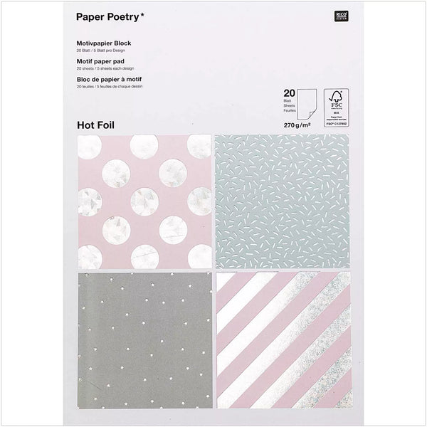 Paper Poetry Motivpapierblock Hologramm 270g/m² 20 Blatt Hot Foil