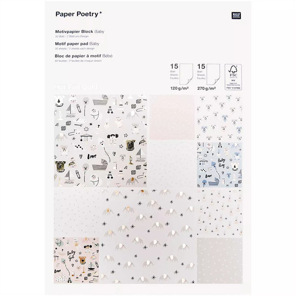 Paper Poetry Motivpapierblock Hello Baby 30 Blatt