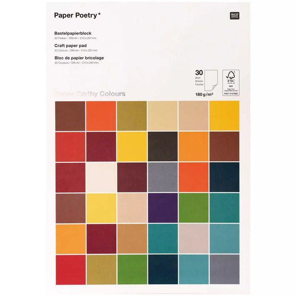 Paper Poetry Bastelpapierblock Super Earthy Colours A4 180g/m² 30 Blatt