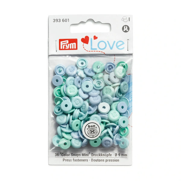 393601|Druckknopf ’Color Snaps’ Mini Annähoptik, Prym Love, hellblau, helltürkis, blau, hellblau