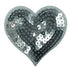 926682|Applikation Herz mit Pailletten, silber, silberfarbig