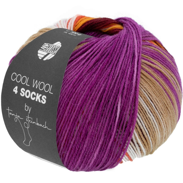 19537793|Cool Wool 4 Socks Print II - 7793 burgund/orange/lachsrot/ecru/hellbraun/fuchsia, 7793 burgund/orange/lachsrot/ecru/hellbraun/fuchsia