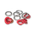 542542|Ösen mit Scheiben, 11 mm, rot/silberfarbig, rot