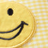 923175|Applikation Smiley auf gelbem/weißem Stoff, mehrfarbig