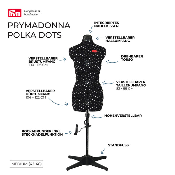 611753|Schneiderbüste M "Prymadonna Polka Dots", schwarz