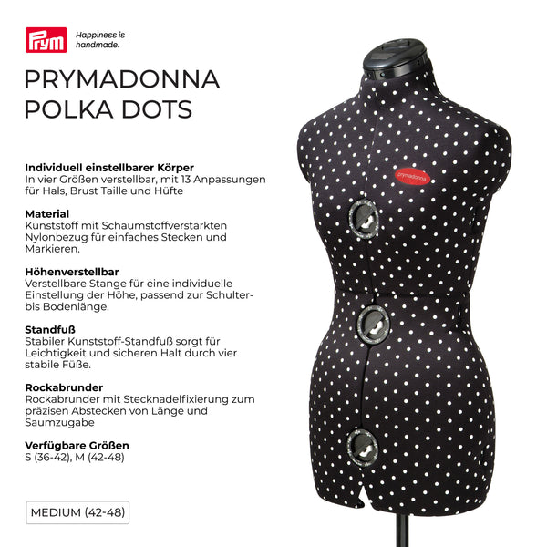 611753|Schneiderbüste M "Prymadonna Polka Dots", schwarz