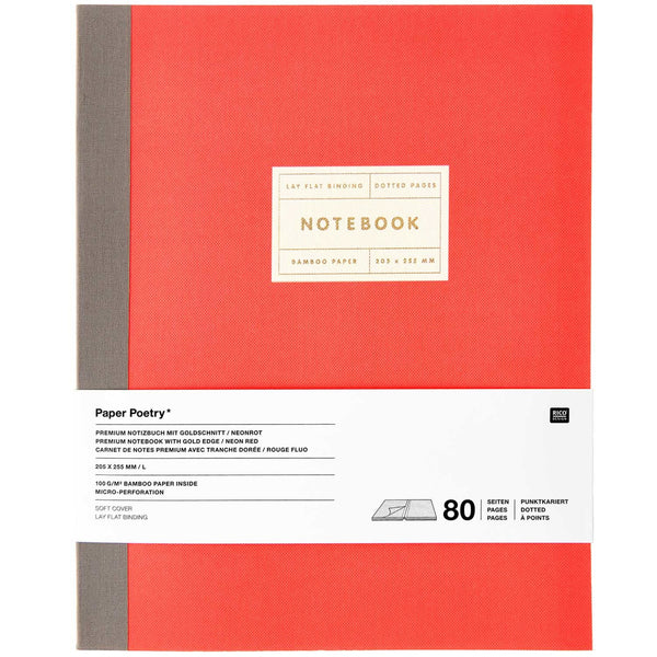 302245|Paper Poetry Notizbuch L Goldrand, neonrot/gold