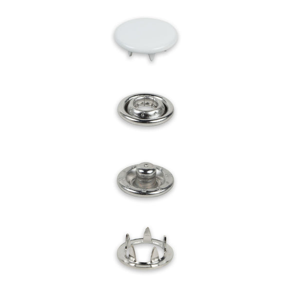 390770|Druckknöpfe Jersey, 12 mm, weiß, weiß;silberfarbig