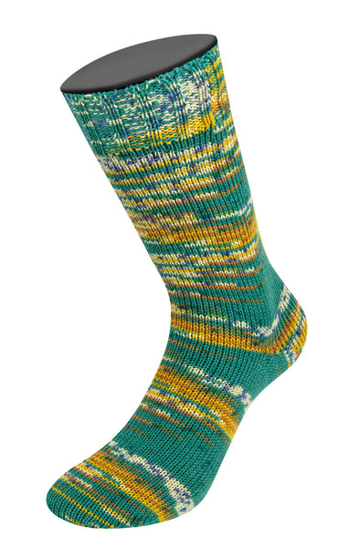 19537204|Cool Wool 4 Socks Print - 7204 opalgrün/senfgelb/nougat/weiß/jeansblau, 7204 opalgrün/senfgelb/nougat/weiß/jeansblau