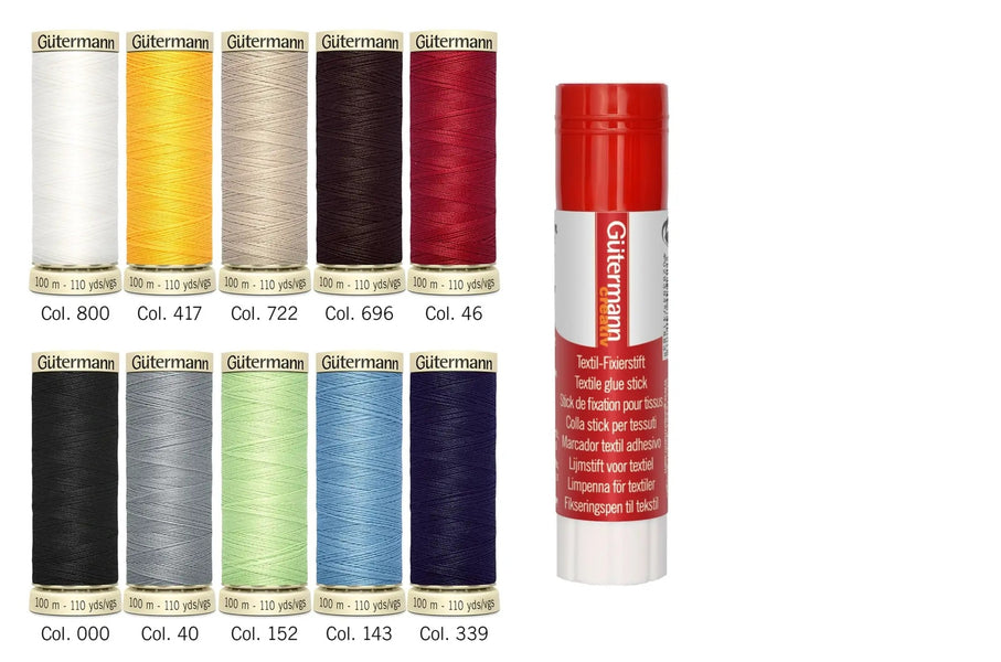 734567|Allesnäher-Set, 10 Spulen à 100 m, mit Textil-Fixierstift, mehrfarbig
