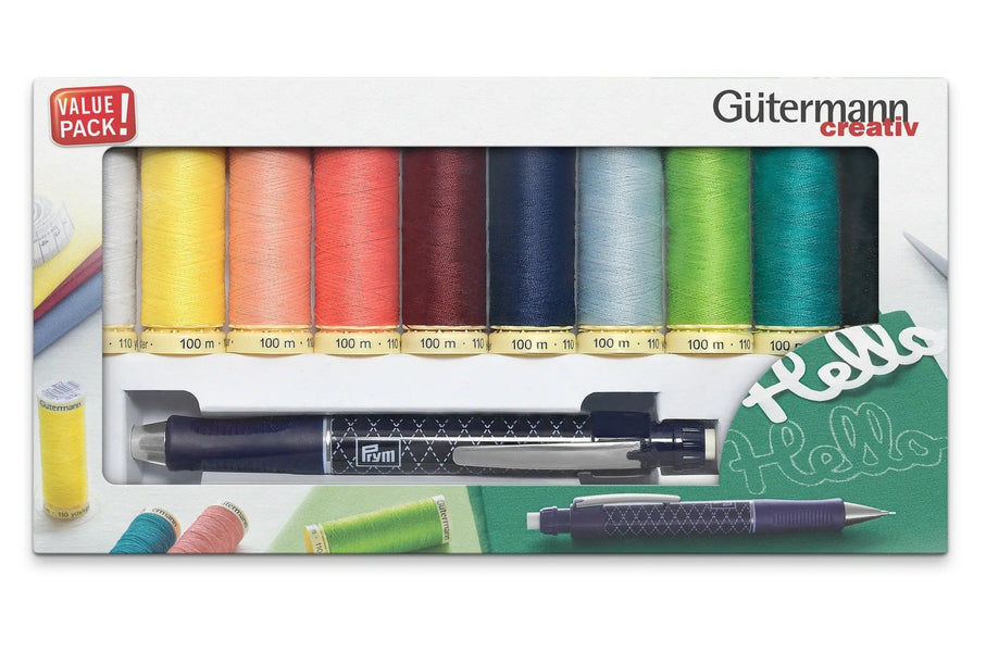 734566|Allesnäher-Set, 10 Spulen à 100m, mit PRYM Minenstift, mehrfarbig