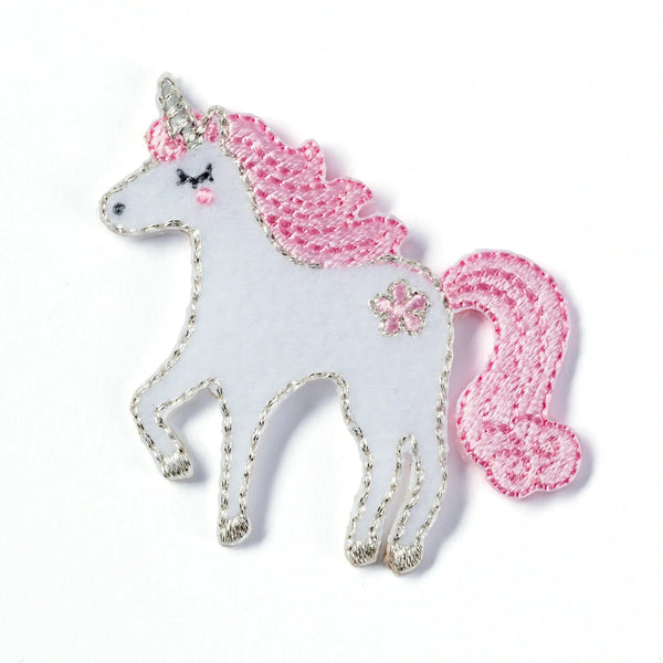 923212|Applikation Einhorn, weiß/rose, mehrfarbig