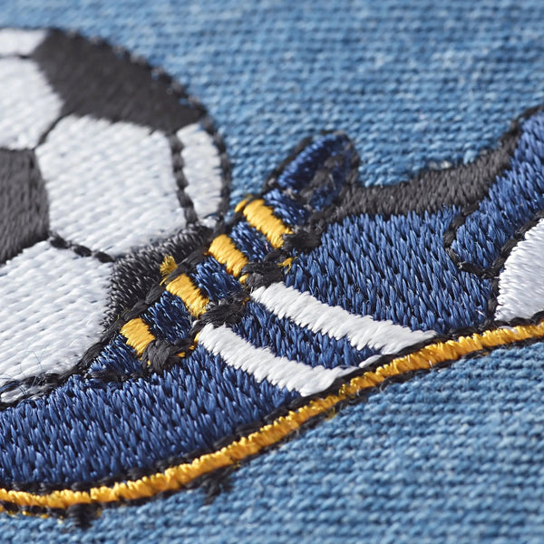 925345|Applikation Patch, rechteckig, Fußball, mehrfarbig