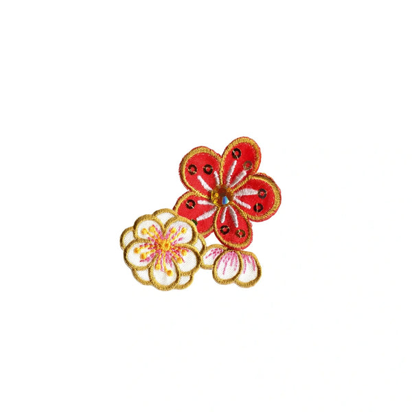 926688|Applikation Blumen, rot/weiß, rot weiß