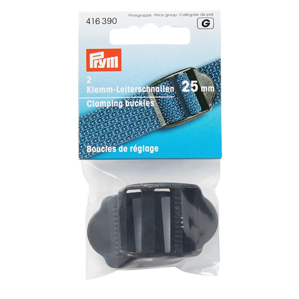 416390|Klemm-Leiterschnallen, 25mm, schwarz, schwarz