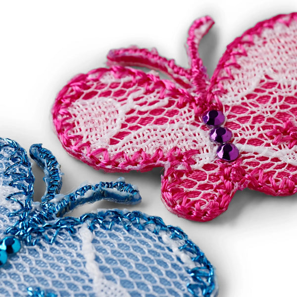 925267|Applikation Schmetterlinge, pink/blau, mehrfarbig