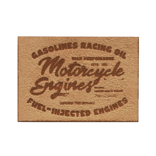 922001|Applikation Label MOTORCYCLE, Wildlederimitat, sand, sand