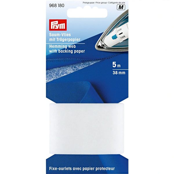 968180|Saumvlies mit Trägerpapier zum Einbügeln, 38mm, weiß, 5m, weiß